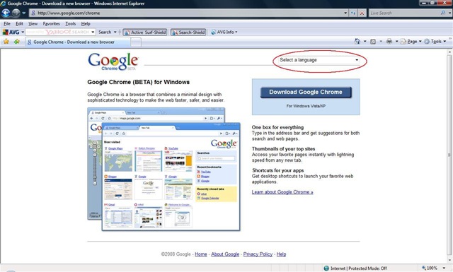 Chrome download page rendered in IE 7—correct layout