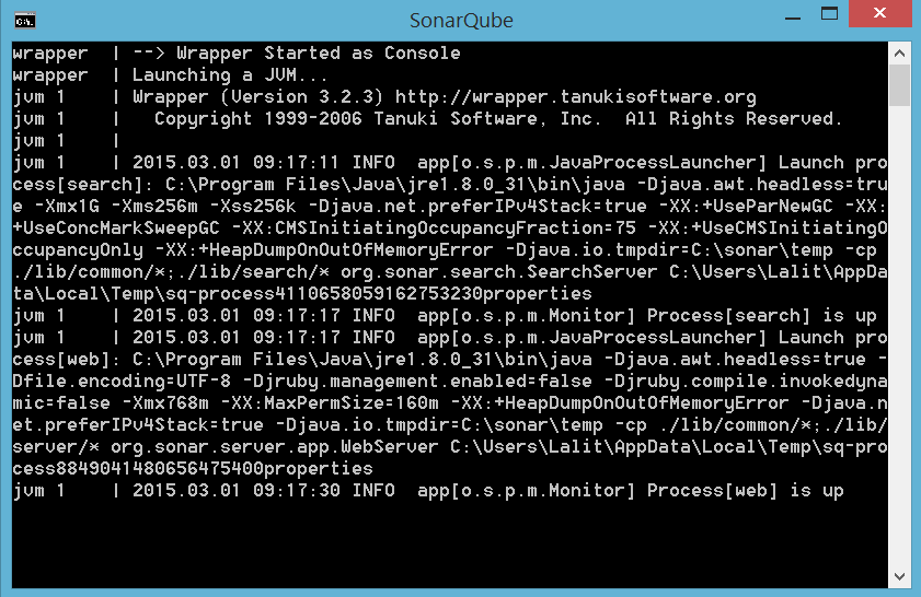 SonarQube running and accessible in the browser